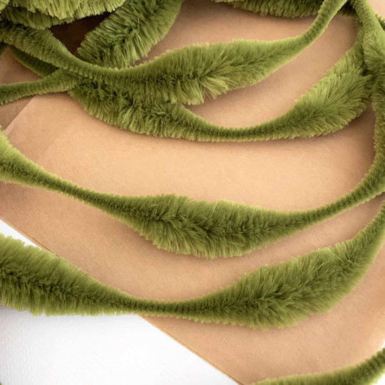 Large 5" Bump Chenille in Olive Green ~ 1 yd. (8 bumps)